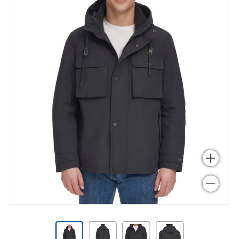 Andrew Marc Men's Dark Gray Hooded Field Jacket
